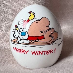 Vintage ZIGGY ™️ “Merry Winter” Ceramic Egg-Shaped Coin Bank